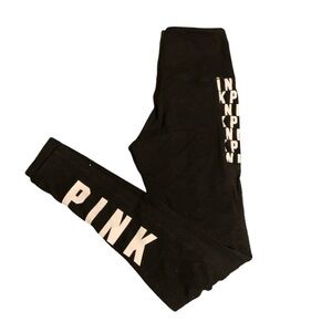 PINK Victoria's Secret Black Leggings with Pink Accent